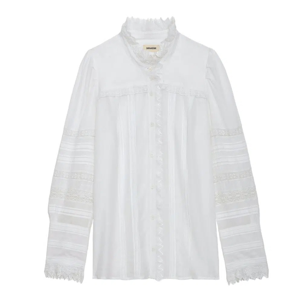 Zadig & Voltaire Trevy Tomboy off-white Lace Trim Blouse